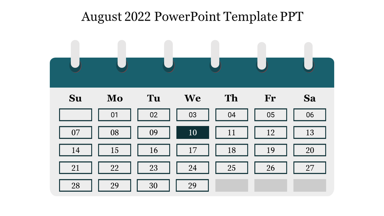 August 2022 PowerPoint Template PPT